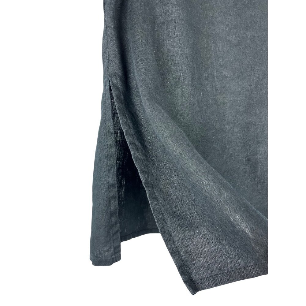 Chico’s Black 100% Linen Sleeveless A-Line Tunic Top Minimalist Size 1 - Picture 5 of 9